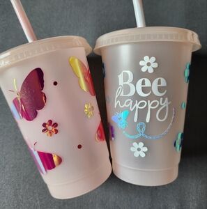 Bee Happy & Butterfly Tumblers Set